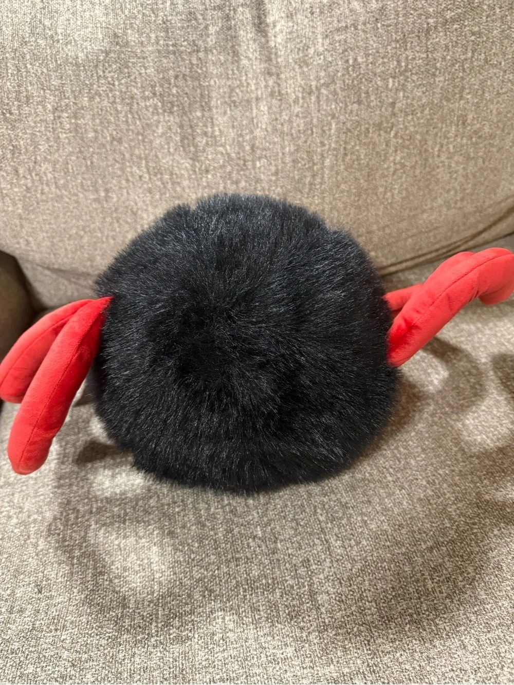 cupcakes & cashmere Black and Red Plush Spider Pillow